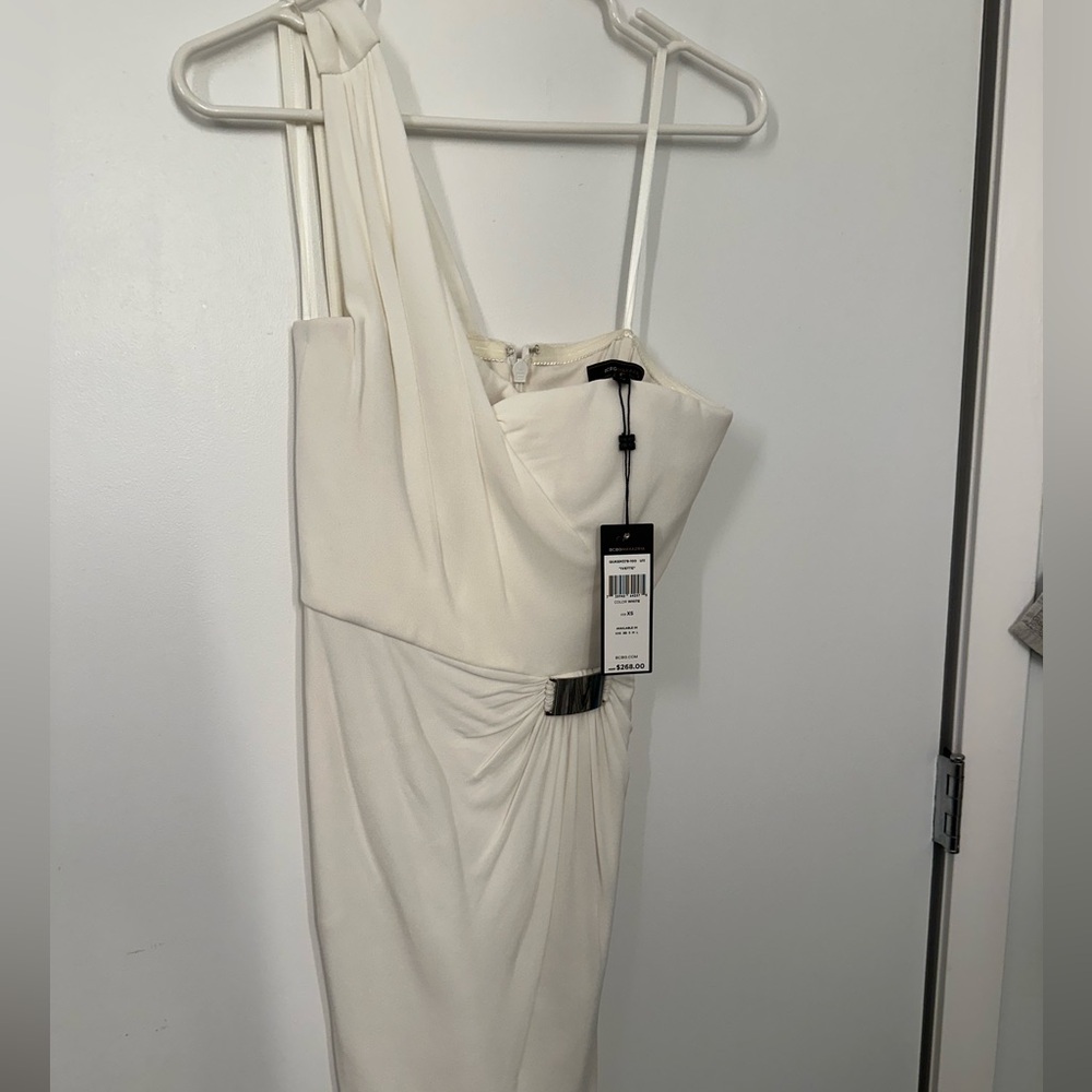 BCBGMAXAZARIA one-shoulder white dress